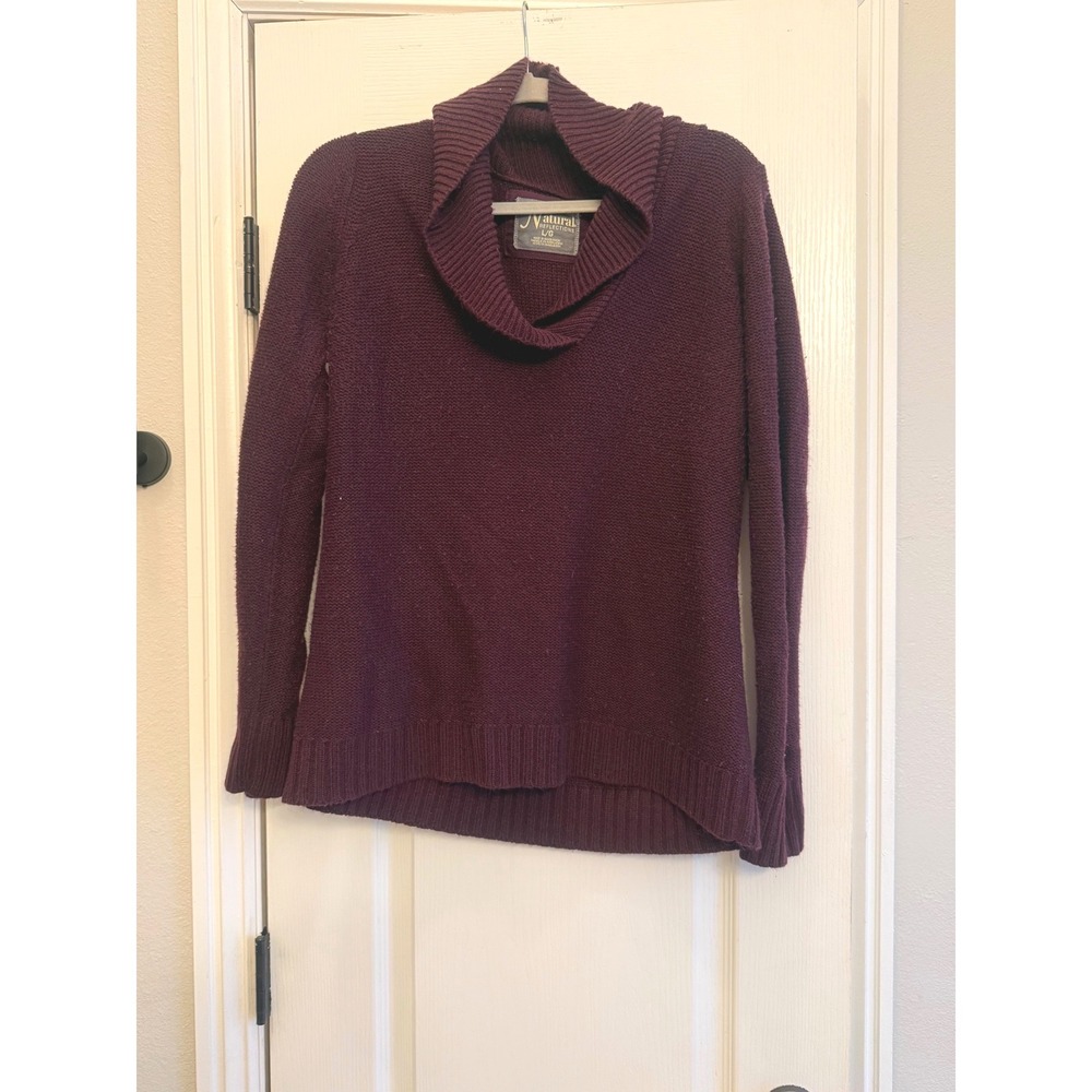 Natural Reflections Burgundy Purple Textured Cowl Neck Sweater Large Old Money‎